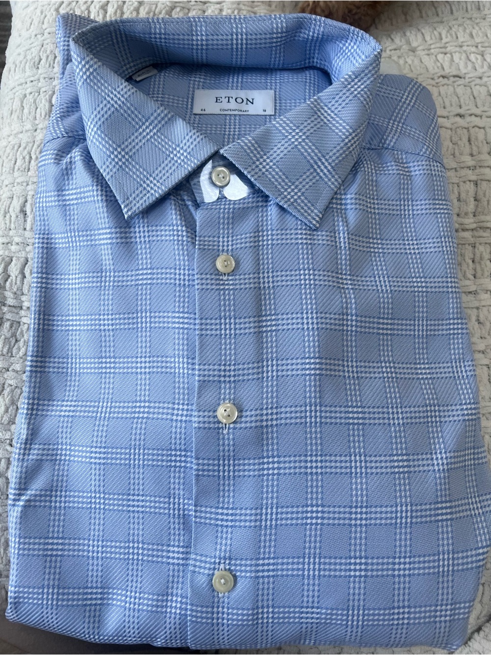 Eton Light Blue Windowpane Dress Shirt Harry Rosen